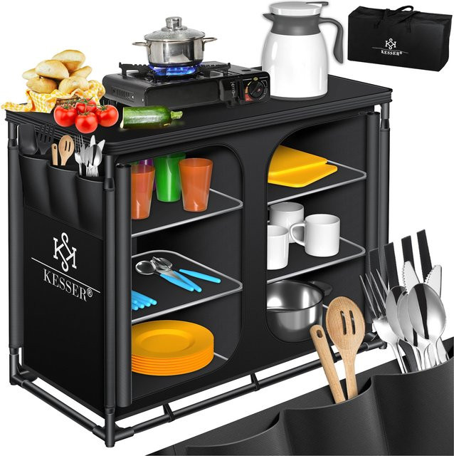 KESSER Campingschrank Campingküche mit Aluminiumgestell und Tragetasche für Outdoor und Camping - Bild 1
