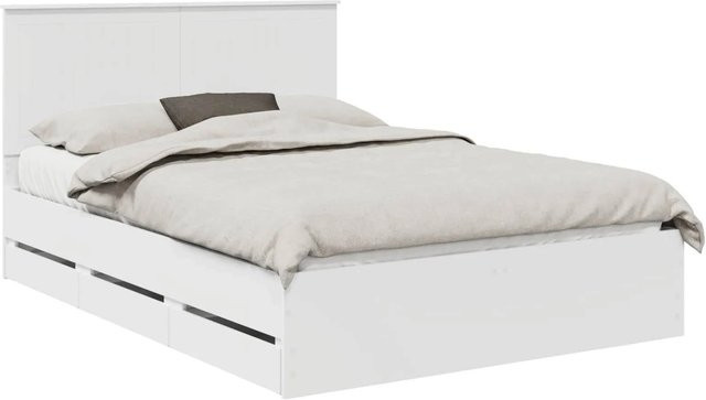 vidaXL Bettrahmen mit Schubladen in Weiß aus Holzwerkstoff B/T/H: 140 x 200 x 143 cm - Bild 1