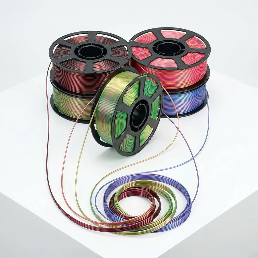 DINGSUN 3D Seiden-PLA-Filament-Bundle Mehrfarbig Gold und Rot, Glänzendes Zweifarbiges FDM 3D-Drucker-Filament 1,75mm, 4 x 250g - Bild 5