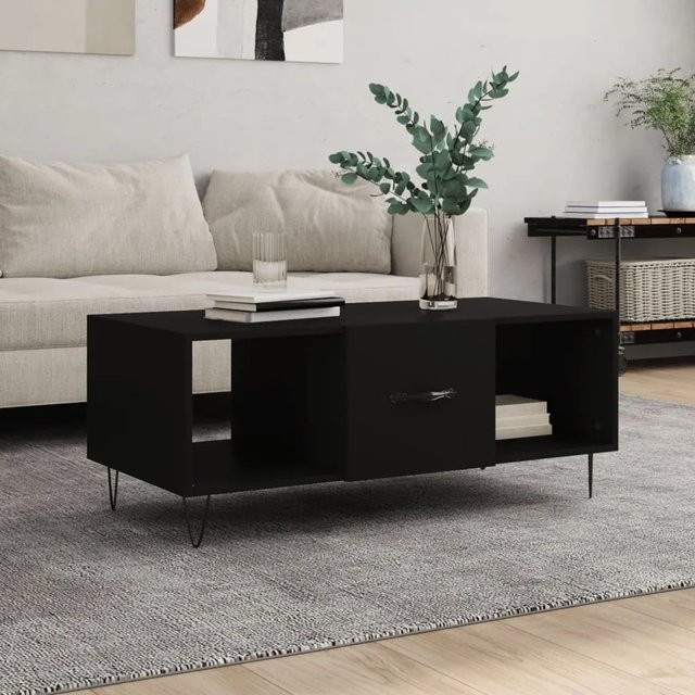 vidaXL Couchtisch Schwarz aus Holzwerkstoff und Eisen, B/T/H: 102 x 50 x 40 cm - Bild 1