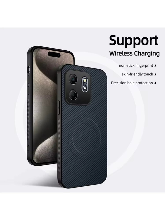 Magnetische Sturzsichere Handyhülle mit Kohlefaser-Leder-Textur für OPPO Reno 15 und OPPO Reno 14 F Pro, unterstützt kabelloses Laden, in Schwarz oder Blau - Bild 7