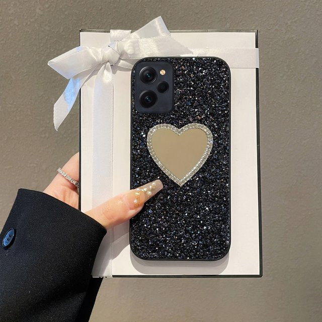 Luxuriöse Glitzer-Handyhülle mit Spiegel-Effekt und Strass-Diamanten für Xiaomi Poco F6 F5 Pro X3 X4 X5 X6 X7 Pro 5G in Schwarz - Bild 1