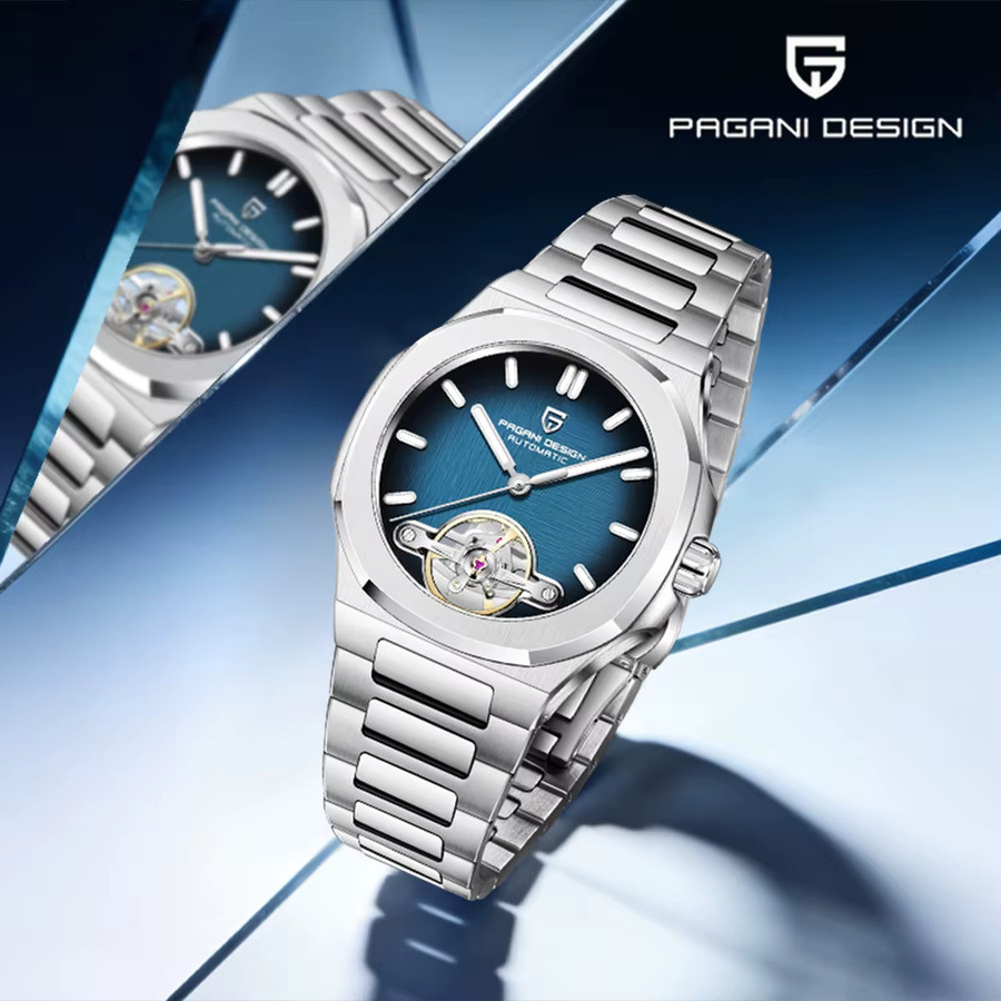 Pagani Design Automatik-Armbanduhr, Edelstahl, Saphirglas, Blau, Herren - Bild 2