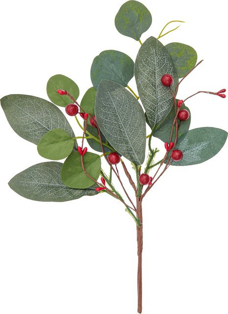 Rico Design Deko-Zweig mit Blättern und Beeren in Grün und Rot, Höhe: 30,5 cm - Bild 1