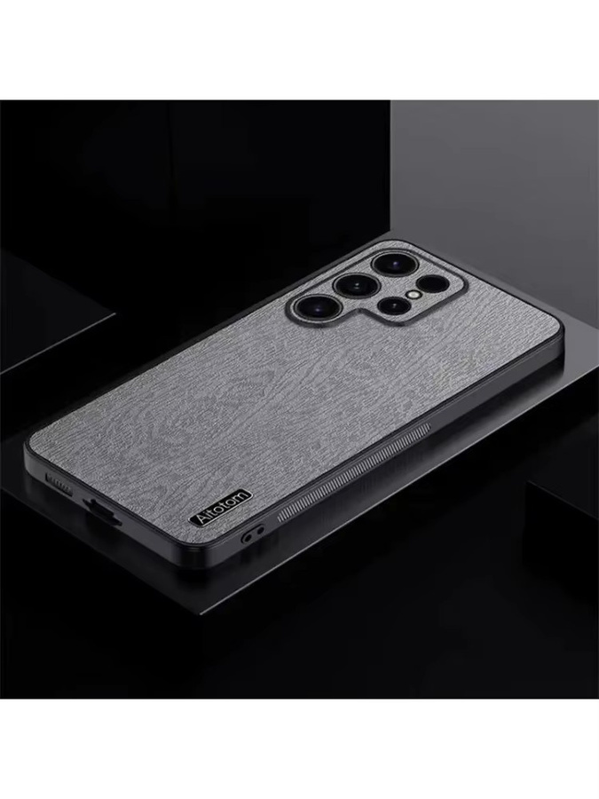 Stoßfeste Silikon Handyhülle mit Leder-Holz-Muster für Samsung Galaxy S24 Ultra S23 S22 S21 Plus Note 20 M55 5G in Blau - Bild 3