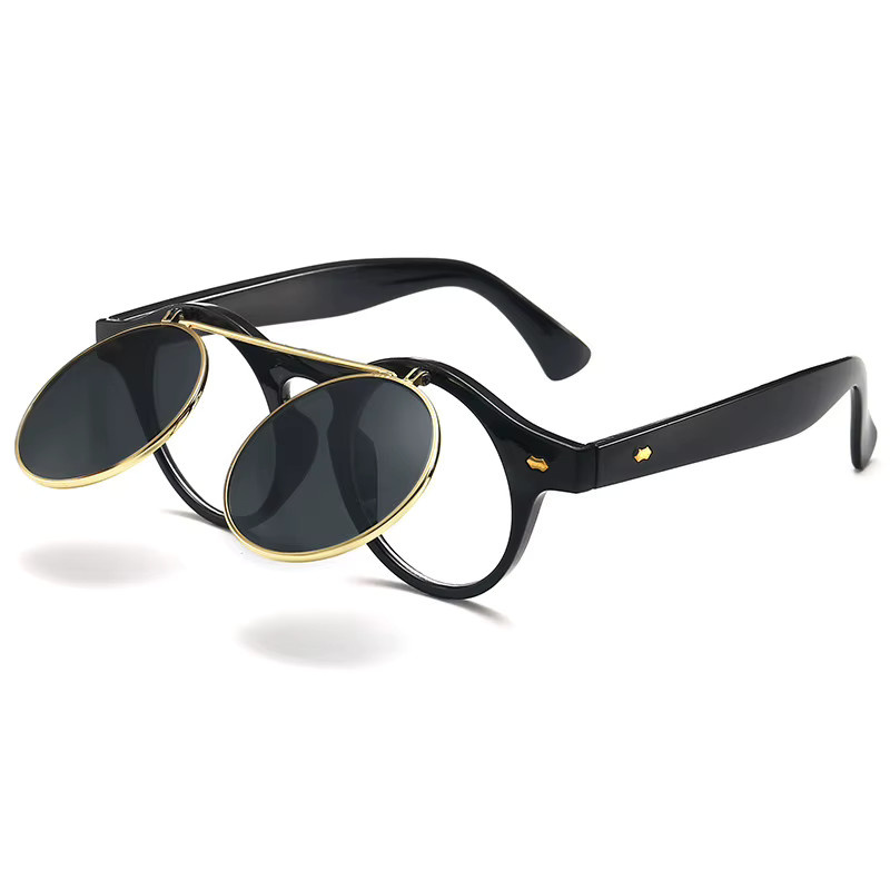 Runde Sonnenbrille, Vollrand, Schwarz, Unisex - Bild 2