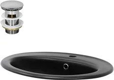 LuxeBath Keramik Waschbecken mit Ablaufgarnitur in Schwarz matt und Silber, B/T/H: 57 x 48,5 x 19,5 cm - Bild 1