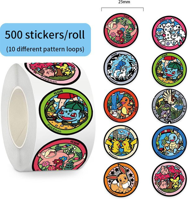 500 Pokémon Rollaufkleber von Bandai in Multicolor zur Dekoration - Bild 1