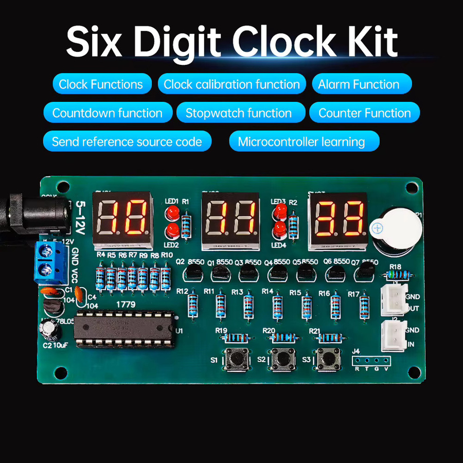 Aideepen DIY-Elektronik-Kit mit 6-stelligem roten Digitaldisplay und 51 Mikrocontroller für DC 5–12 V - Bild 4