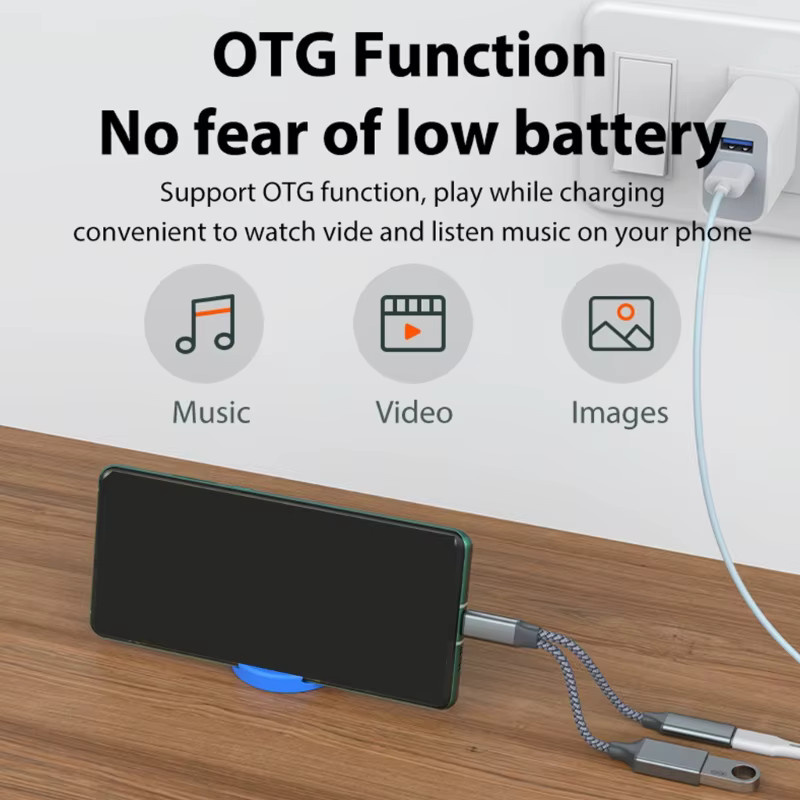 POFAN USB-C zu USB-C OTG-Adapterkabel PD10W Schnellladekabel für Mobiltelefone und Laptops in Grau - Bild 3