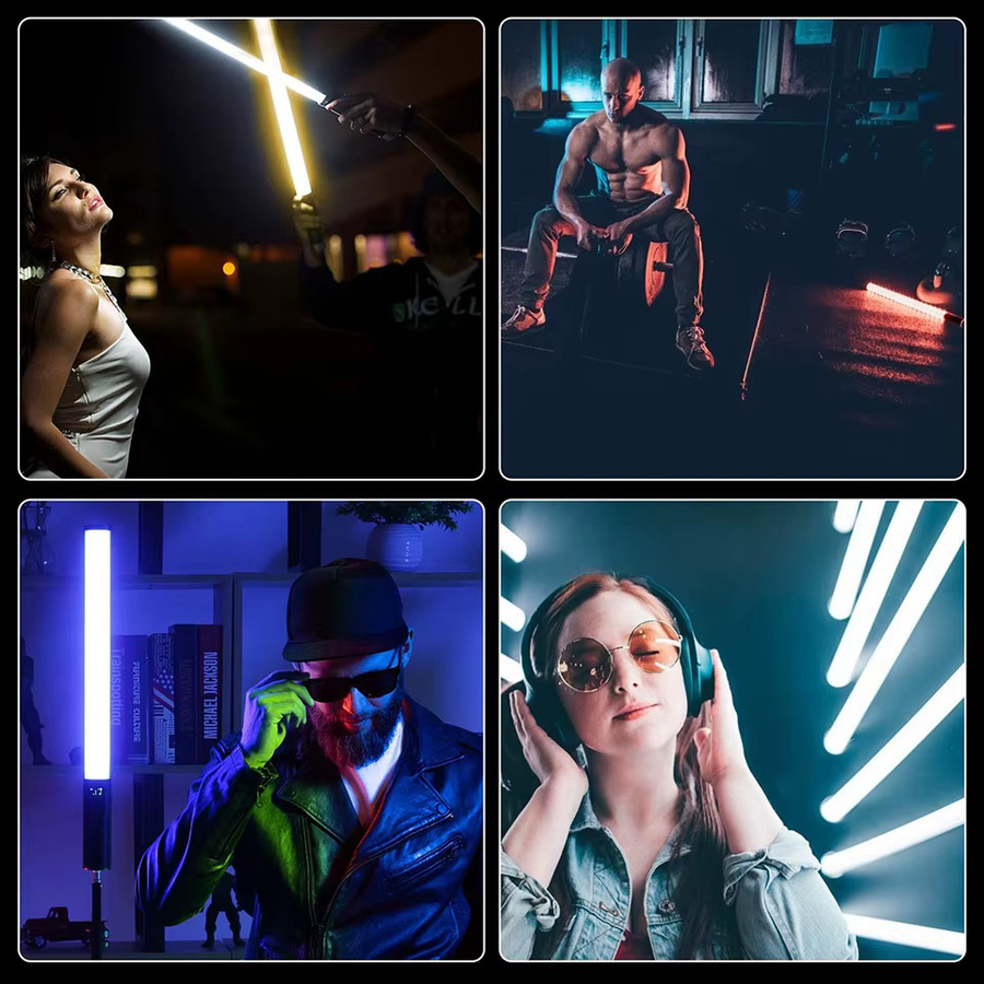 BTFOOR RGB LED Lichtstab mit Stativ, Bunte Handheld Blitzleuchte für Fotografie und Video, Multicolour - Bild 2