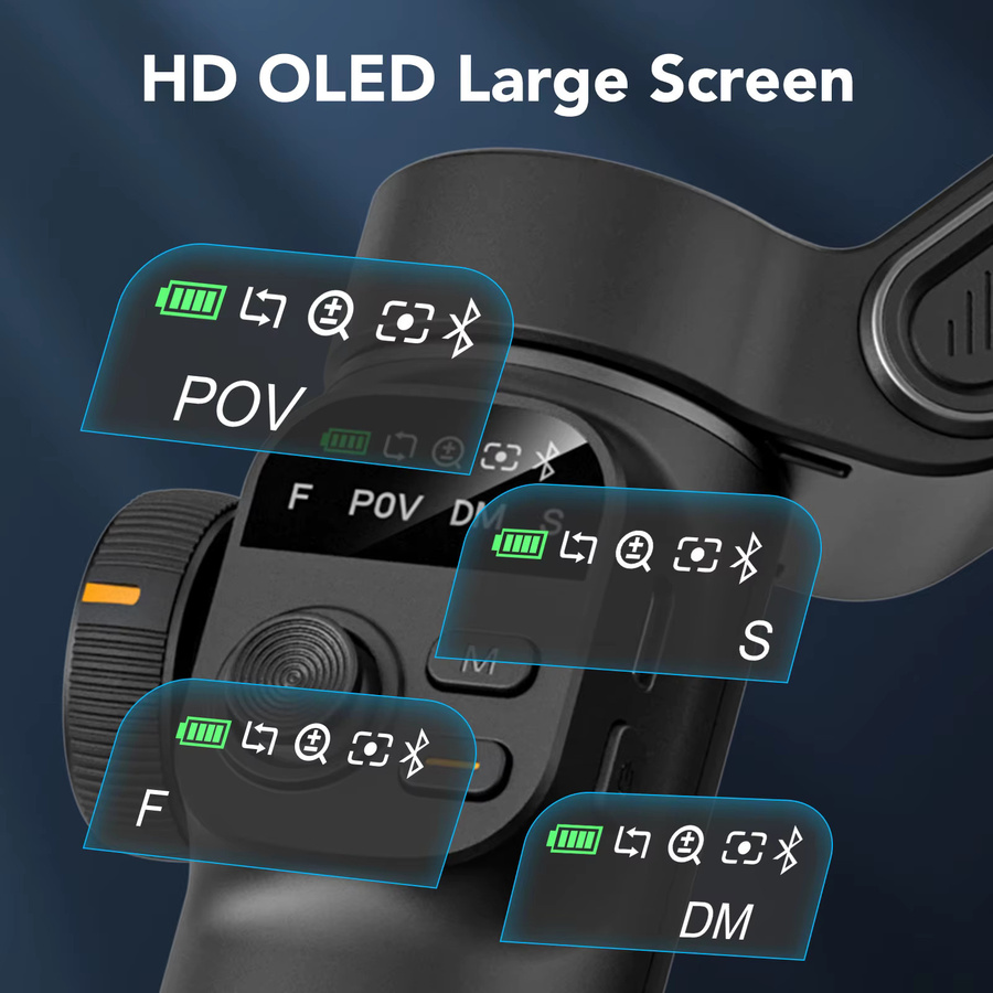 AOCHUAN Smart X2 Smartphone Gimbal-Stabilisator mit integrierter Verlängerungsstange und LED-Anzeige in Schwarz für iPhone und Android-Telefone - Bild 3