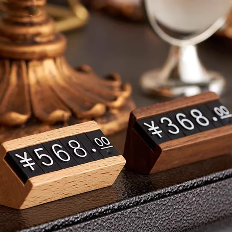 Loripos 5er Set Massivholz Preisschilder in Braun zur Display-Präsentation von Wein, Tee und Kosmetik - Bild 4