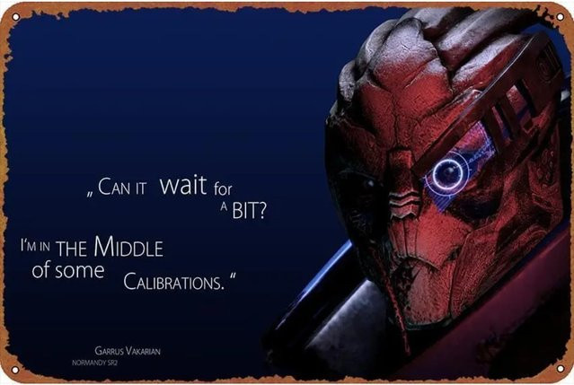 HELLOYOUNG Retro Videospiel Wandkunst Garrus Vakarian Mass Effect 2 Metalldose und Poster, Breite: 30,0 cm, Höhe: 20,0 cm - Bild 1