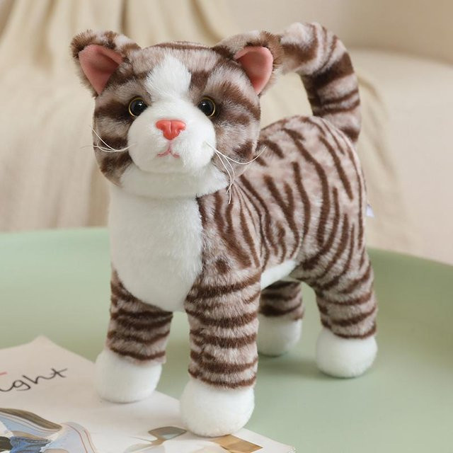 Yiran toy Katzen-Spielzeug, Plüschtier, Schwarz Weiß Orange Gestreift, 25cm, ab 14 Jahre - Bild 1