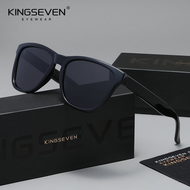 KINGSEVEN Sonnenbrille, rechteckig, Vollrand, Kunststoff, schwarz, Unisex - Bild 1