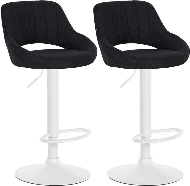 2er Set Barhocker DELUKE SEGAD mit Lehne aus Stoff und Metall in Schwarz und Weiß, B/T/H: 47 x 48 x 85 cm - Bild 1