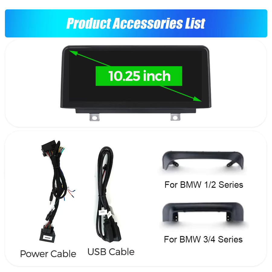 MEKEDE Wireless Carplay Car Radio für BMW 1 2 3 4 Serie NBT System, 10.25 Zoll Android Auto Multimedia Player mit Bluetooth und QLED HD Display, Schwarz - Bild 7