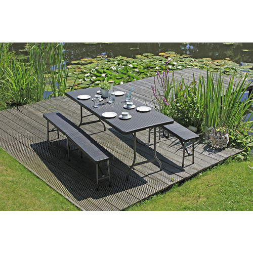 GARDEN PLEASURE Bierzeltgarnitur für 6 Sitzplätze aus Stahl und Kunststoff in Schwarz - Bild 2