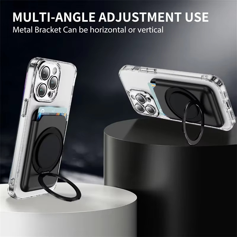NMEGOU 2-in-1 Leder-Brieftasche und Kartenhalter mit MagSafe Magnetring-Ständer für iPhone 12 bis iPhone 16 Pro Max, Blau - Bild 4