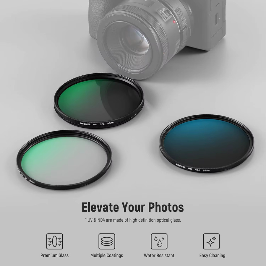 NEEWER Objektivfilter-Set UV-CPL-ND in Schwarz mit Aufbewahrungskoffer für 95 mm Kameraobjektive aus optischem Glas und Aluminiumlegierung - Bild 3