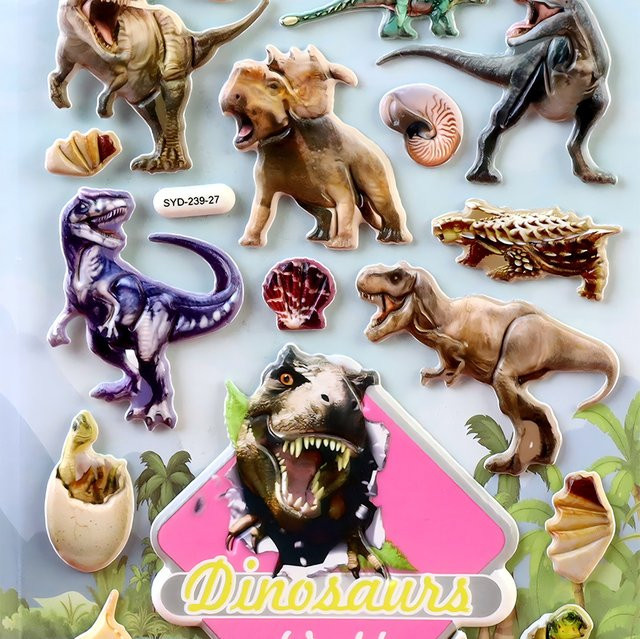 Charile Dinosaurier Blase 3D Puffy Aufkleber, 4-teiliges Set - Bild 1