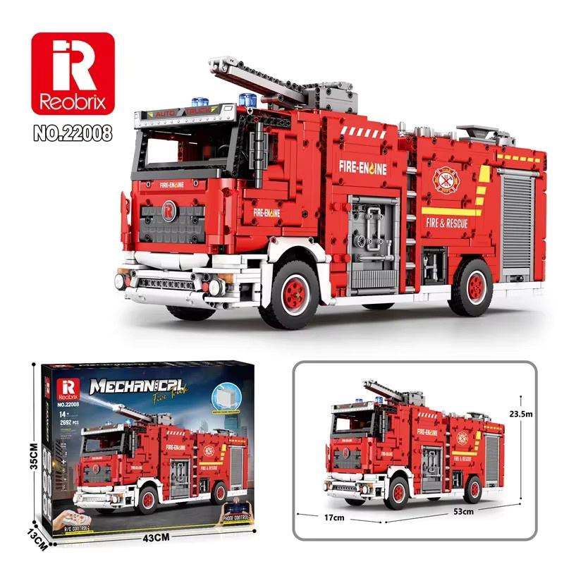 REOBRIX Stadt-Wasserstrahl-Feuerwehrwagen, Baukasten, 2692 Teile, ab 14 Jahren - Bild 6