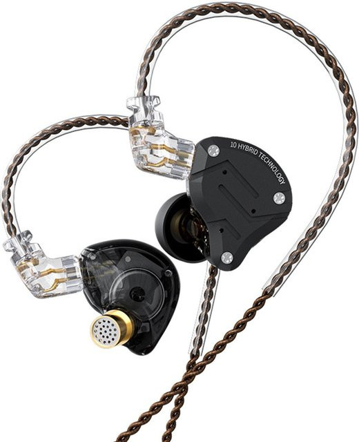 KZ ZS10 Pro In-Ear-Kopfhörer mit 1DD+4BA Hybrid-Technologie, 3,5 mm Klinke, Schwarz - Bild 1