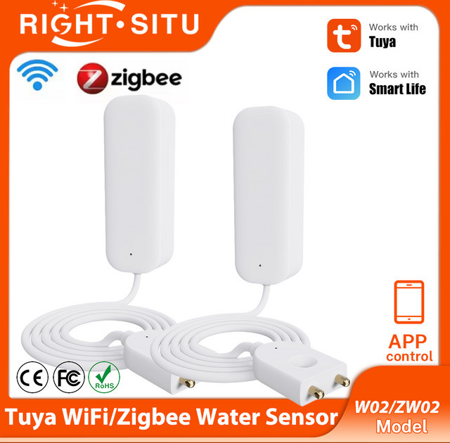 Tuya Smart Wasser Sensor Zigbee 3.0 und WiFi Wasserleck Detektor mit App-Fernsteuerung in Weiß, kompatibel mit SmartLife und Yandex - Bild 1