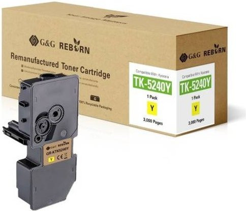 G&G Tonerpatrone Gelb kompatibel mit Kyocera TK-5240Y, remanufactured, Ergiebigkeit 3000 Seiten - Bild 1