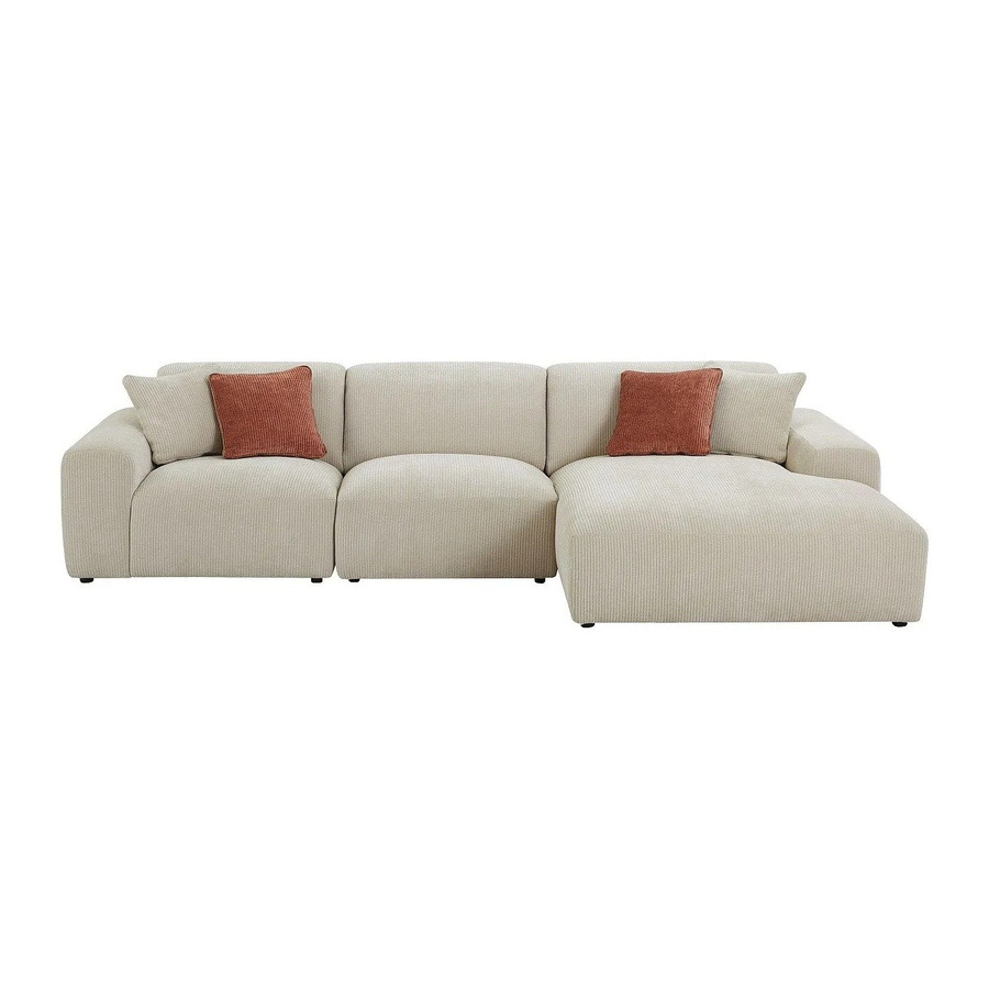 Maison Céphy Ecksofa Tirono in Beige mit Cord-Bezug und L-Form ohne Schlaffunktion - Bild 2