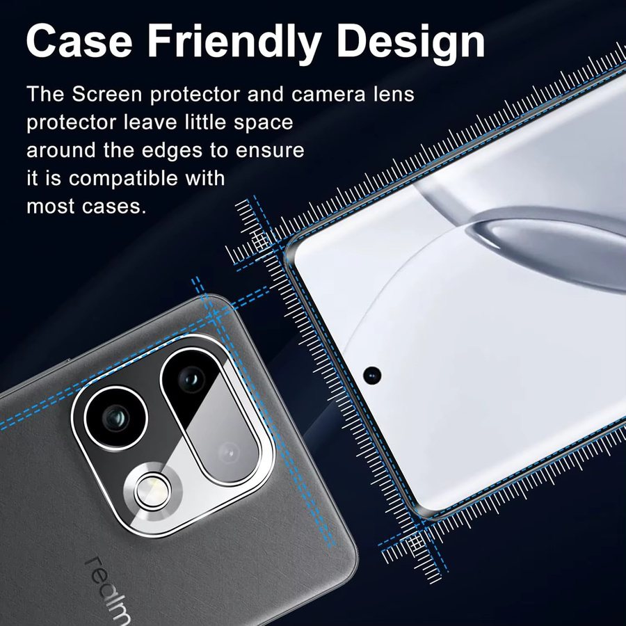 3D 9H gehärtetes Glas Displayschutzfolie und Kameraschutz für Realme 16Pro Plus RMX5131, transparent - Bild 2