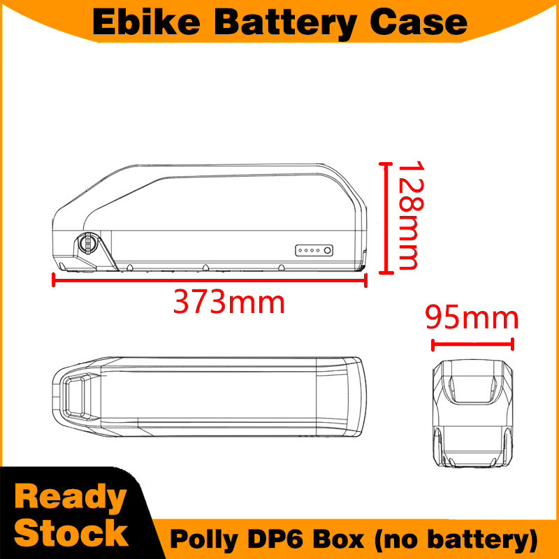 E-Bike Akkugehäuse Polly DP6 für 18650 Akkupacks, 48V/52V, Unterrohr-Stil, Schwarz, Leeres Gehäuse ohne Akku - Bild 2