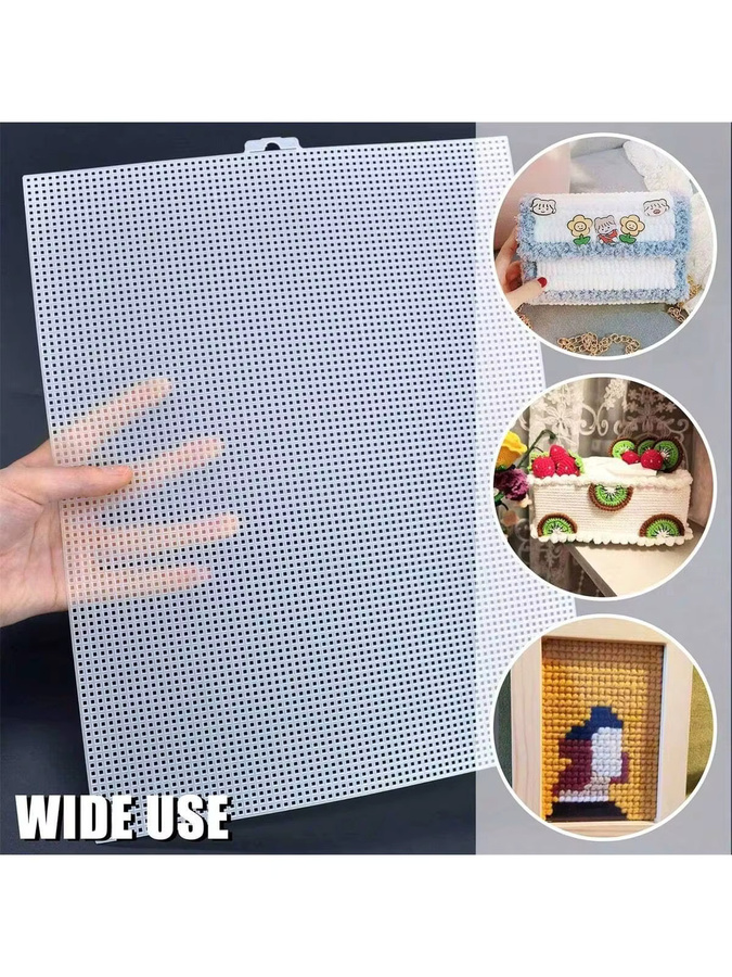 Set aus 1 Kunststoff-Leinwandbögen mit 7 Zählungen in Weiß für Handarbeiten und Kreuzstich-Stickerei - Bild 2