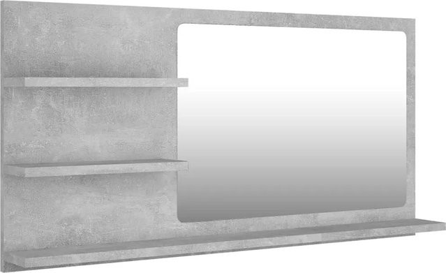 vidaXL Badspiegel in Betongrau aus Holzwerkstoff und Acryl, B/H/T: 90 x 45 x 10,5 cm - Bild 1