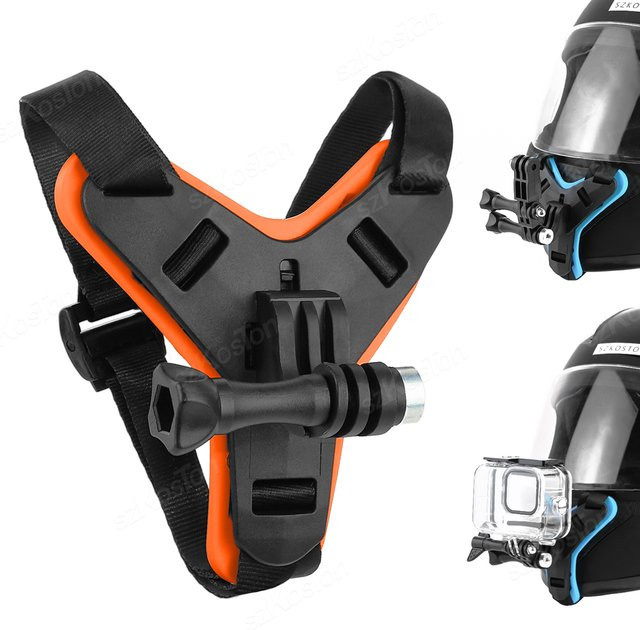 Kinnriemenhalterung für Motorradhelme als Zubehör für GoPro 13 12 11 10 9 8 7 DJI Osmo Action 6 5 4 Insta360 X6 X5 X4 GO 3S AKASO in Schwarz - Bild 1