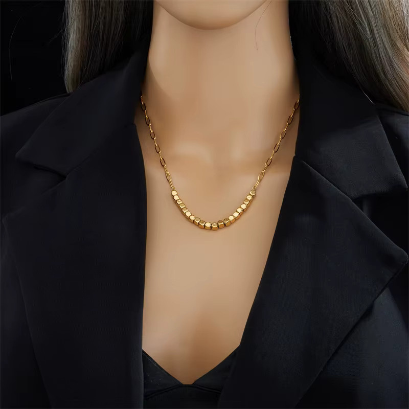 Dieyuro Halskette, Edelstahl, Gold, Damen - Bild 3