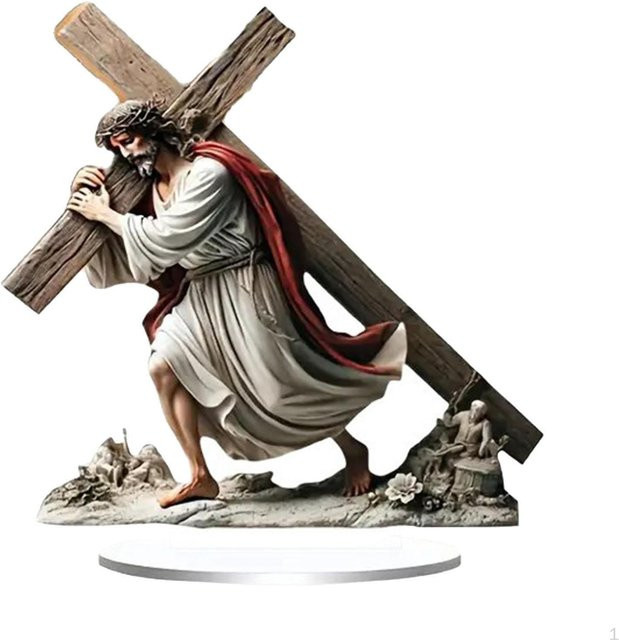 Wisenest 2D Jesus-Ornament mit Kreuz aus Acryl als Tischdekoration für Ostern in Schwarz und Multicolour - Bild 1