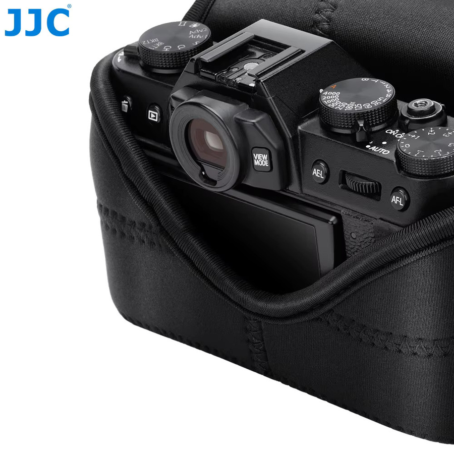 JJC Neopren-Kameratasche für spiegellose Kameras in Schwarz mit Anti-Verlust-Innenriemen für Sony Nikon Fujifilm und Olympus - Bild 5