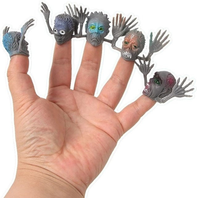 Meade Geisterkopf-Fingerpuppen, Geister, Zombie, 12-teiliges Set - Bild 1