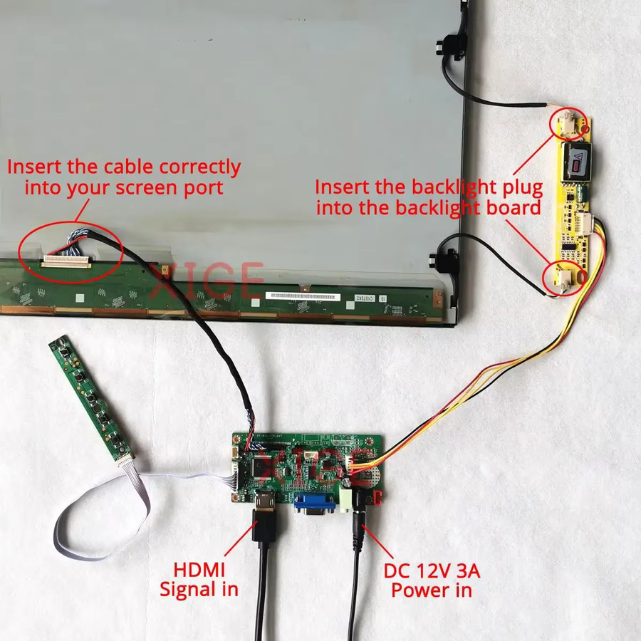 LCD Display Drive Controller Board Kit für B150XN05 QD15XL11 LP150X12 QD15XL15 mit 30 Pin LVDS, VGA und HDMI, Auflösung 1024x768, 2-CCFL, Multicolor - Bild 4