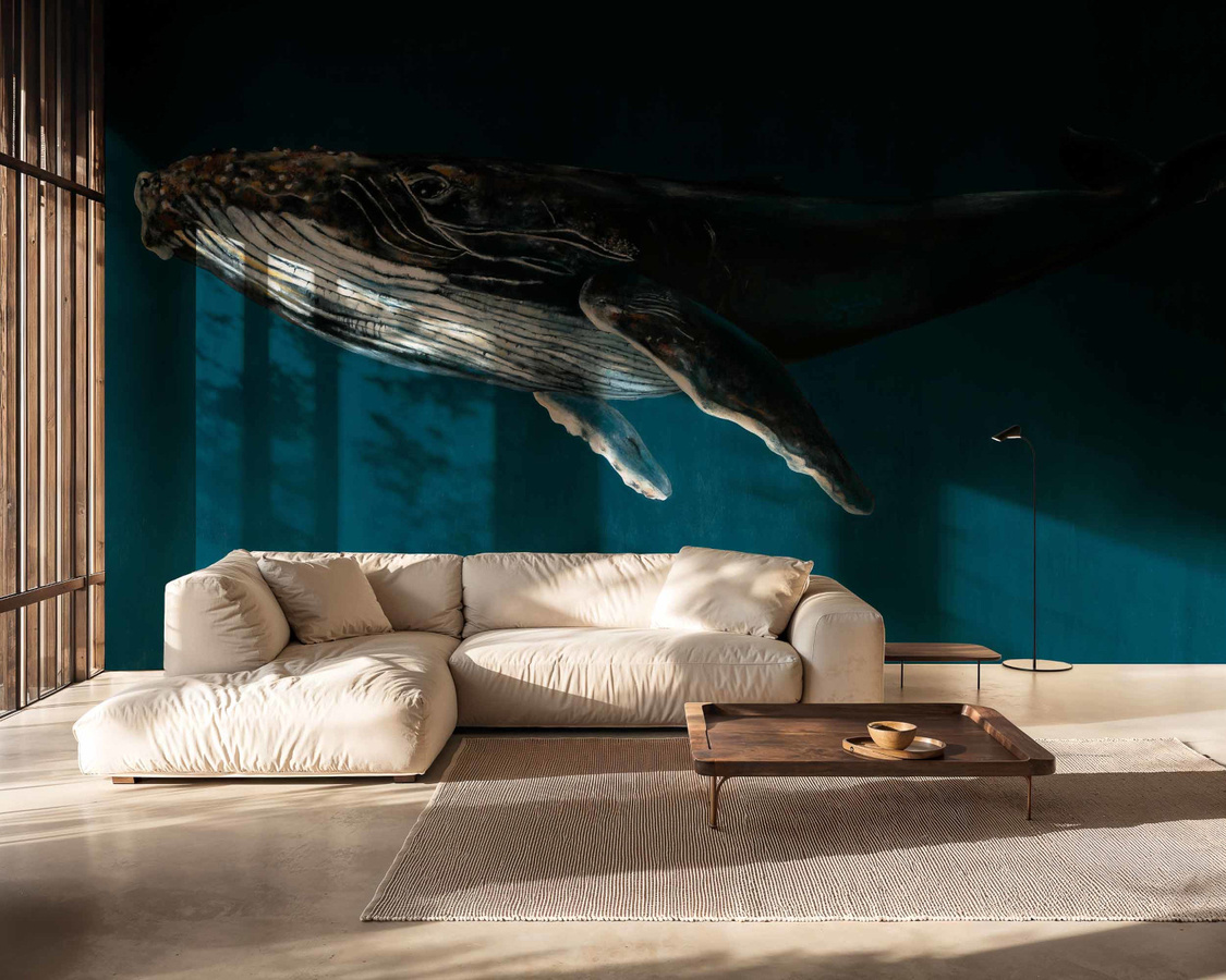 Coordonne Wandbehang Humpback Whale Ocean mit Blauem Wal-Motiv aus Textil - Bild 2