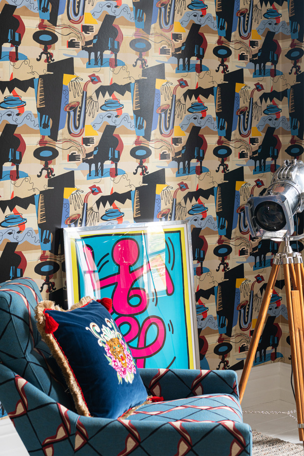 Mindthegap Tapete So What in Schwarz und Multicolour mit abstraktem Portrait-Design aus Vlies - Bild 2
