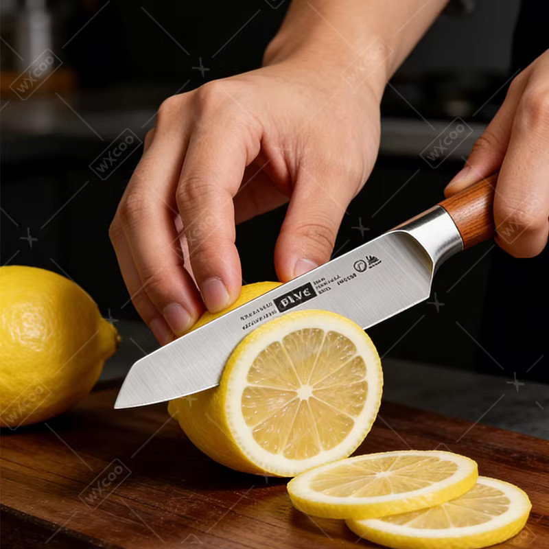 WXCOO Japanisches Küchenmesser aus Edelstahl in Silber mit Holzgriff, Mehrzweck-Obstschälmesser für deinen Haushalt - Bild 4