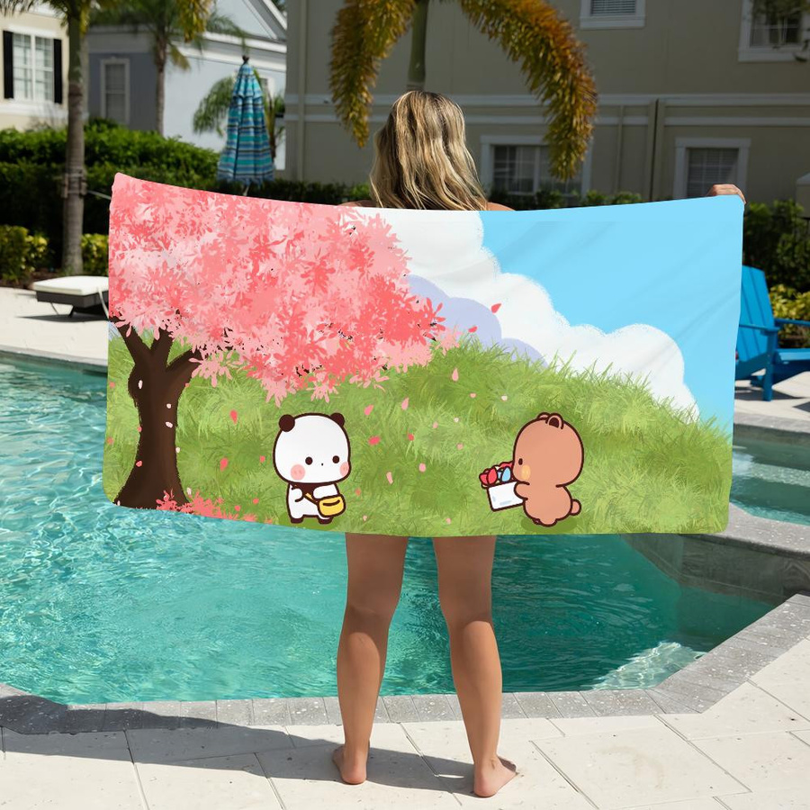 BUBUDUDU Panda Cartoon Handtuch, schnelltrocknendes und saugfähiges Strandtuch für Damen und Herren, Mehrfarbig, Breite: 30 cm, Höhe: 60 cm - Bild 2