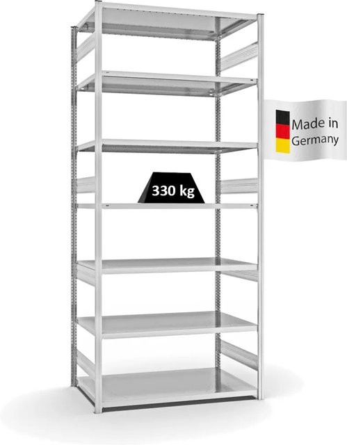 PROREGAL Fachbodenregal Stecksystem T-Profil Heavy-Duty Grundregal, 7 Ebenen, Lichtgrau, H x B x T: 300 x 130 x 80 cm - Bild 1