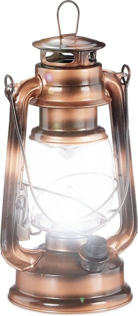 Relaxdays LED Sturmlaterne in Kupfer im Vintage Look, dimmbar, Eisen und Glas, B/T/H: 24 x 15 x 11,5 cm - Bild 1