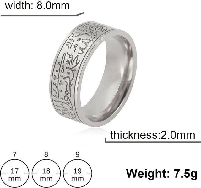 YULIN Ring Edelstahl, Silber, Graviert, Unisex - Bild 1