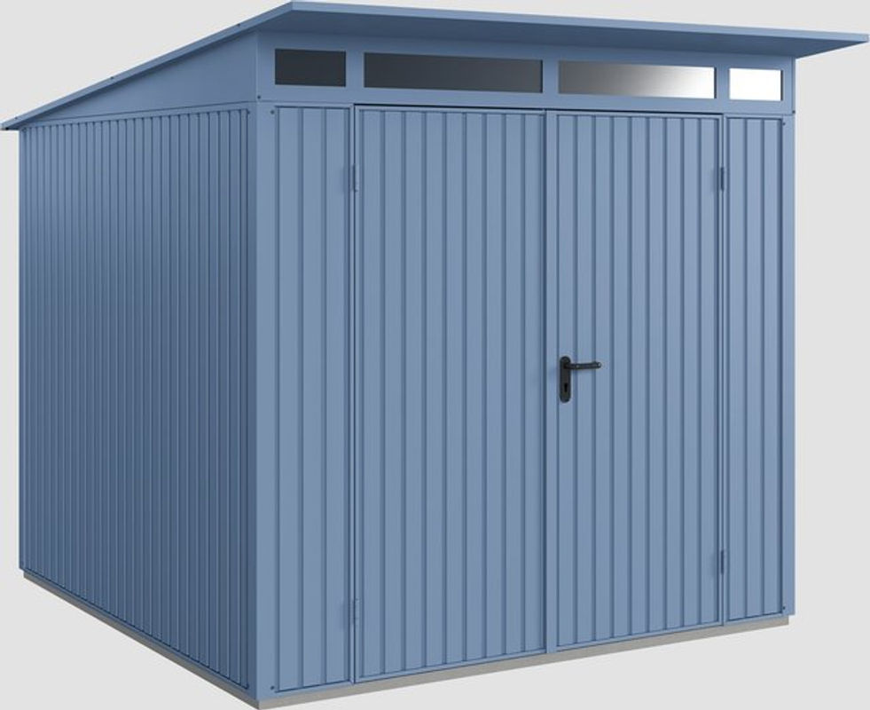 Hörmann Gerätehaus Trend mit Pultdach und Doppeltür in Taubenblau, B/H/T: 238 x 232,3 x 238 cm - Bild 4
