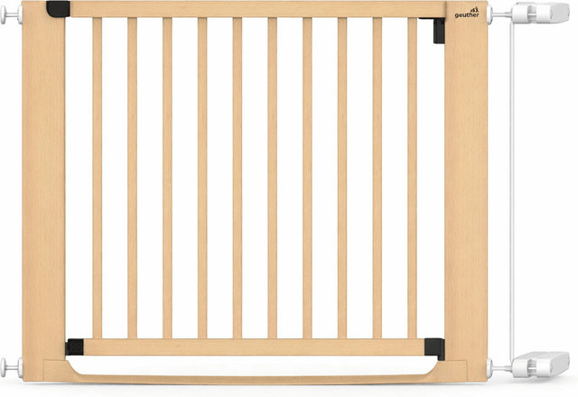 Geuther Treppenschutzgitter Easylock mit Flatstep aus Holz in Weiß, erweiterbar ohne Bohren - Bild 1